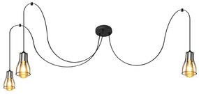 Lustră pe cablu TUBE LONG 3xE27/15W/230V negru/crom