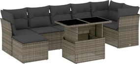 vidaXL Set canapele de grădină cu perne, 8 piese, gri, poliratan