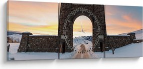 Tablou cu poarta, Yellowstone (cu ceas) (90x30 cm)