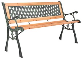 319571 vidaXL Bancă de grădină 116 cm, fontă și lemn masiv de brad