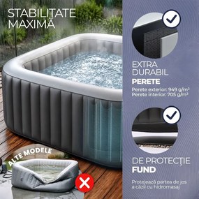 Cadă cu hidromasaj gonflabilă OASIS pentru 6 persoane, pătrată, neagră Casaria