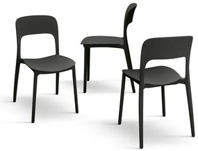 Set 4 scaune ROSINNA -POLIPROPILENA- HORECA - NEGRU - 4 BUCATI