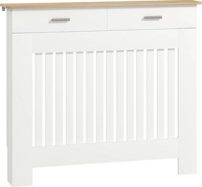 HOMCOM Carcasă pentru Calorifer din Șipci Anti-Răsturnare cu Sertar pentru Depozitare, 112x19x97 cm, Alb | Aosom Romania