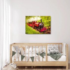 Tablou pe sticlă - Tren cu aburi (70x50 cm)