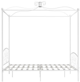 Cadru de pat cu baldachin, alb, 180 x 200 cm, metal Alb, 180 x 200 cm