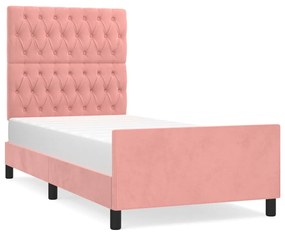 3125915 vidaXL Cadru de pat cu tăblie, roz, 90x190 cm, catifea
