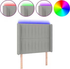 vidaXL Tăblie de pat cu LED, gri deschis, 83x16x118/128 cm, textil