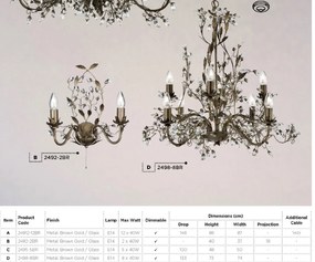 Lustra decorativa stil clasic Almandite 8L maro auriu 2498-8BR SRT