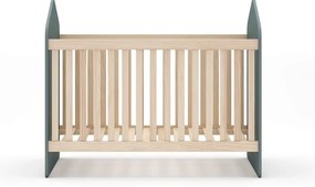 Pătuț în culoare naturală/verde prăfuit cu aspect de lemn de pin 60x120 cm Estefania – Marckeric