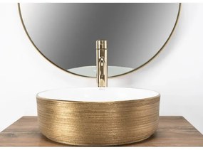 REA-U6630 - Lavoar pentru blat SAMI, diam. 36 cm, ceramică, alb, auriu periat