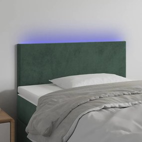 3121371 vidaXL Tăblie de pat cu LED, verde închis, 90x5x78/88 cm, catifea