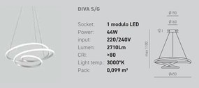 Lustra LED design modern Diva 65cm, auriu, alb sau titan