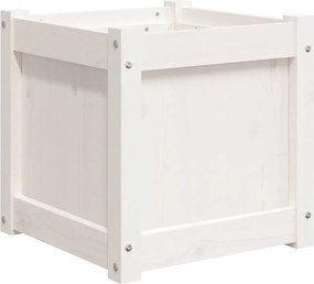 vidaXL Jardiniere de grădină, alb, 40x40x40 cm, lemn masiv pin