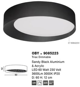 Plafoniera LED dimabila design modern OBY neagra 60cm