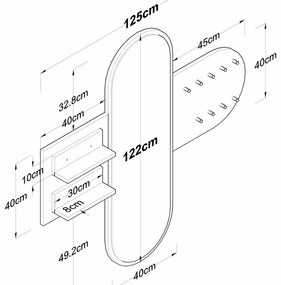Cuier de perete cu oglindă Pomi White and Walnut