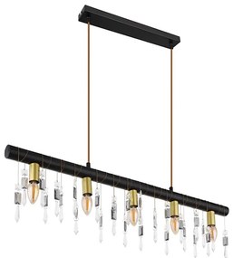 Globo 15532-5HB - Candelabru suspendat pe cablu KIRA, 5xE14/40W/230V, negru