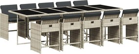 vidaXL Set mobilier de grădină cu perne 11 piese gri deschis poliratan