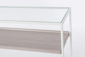 Consola alba din metal si sticla, 120x30x75 cm, Laurel Bizzotto