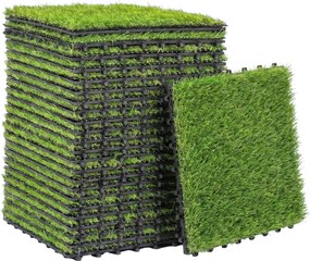 Outsunny Gazon sintetic din 22 piese Covor gazon artificial 30x30 cm cu înălțimea ierbii 25 mm drenaj automat verde | Aosom Romania
