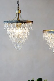 Candelabru din alamă antichizată, cu prisme din sticlă în formă de picătură, Ø35×54 cm, "Versailles"