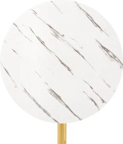 Masă dining, marmură deschisă / crom gold - auriu, diametru 80 cm, LAMONT
