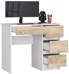 Masă PC Benicio II (Alb + stejar sonoma) (D). 1069632