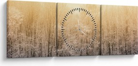 Tablou cu pădure geroasă (cu ceas) (90x30 cm)