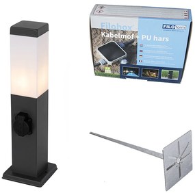 Lampă de exterior gri închis 45 cm cu priză IP44 - Malios