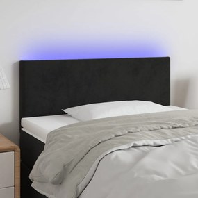 3121370 vidaXL Tăblie de pat cu LED, negru, 90x5x78/88 cm, catifea