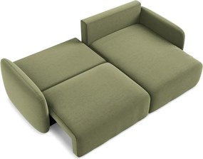 Colțar verde extensibil/cu spațiu de depozitare cu tapițerie din catifea (cu colț pe partea dreaptă/cu șezlong) Kalena – Makamii