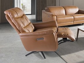 Fotoliu design LUX cu functia relax Cowhide brown leather