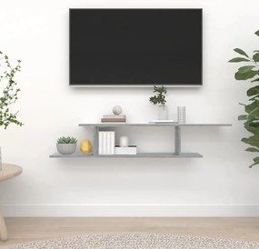vidaXL Raft TV montat pe perete gri sonoma 125x18x23 cm lemn