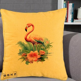 Perna Decorativa Raton in Halat Roz, 40x40 cm, Galben, Husa Detasabila, Perna Inclusa, BEKZ®