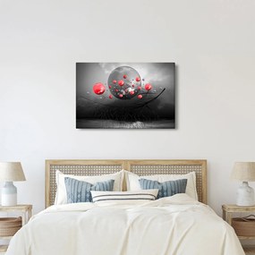Tabloul cu bile abstracte roșii (90x60 cm)