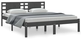 3104230 vidaXL Cadru de pat, gri, 160x200 cm, lemn masiv de pin