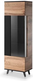 Corp depozitare Random W1 stejar wotan/negru - L60 x A40 x h182 cm