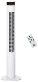 HOMCOM Ventilator de Turn cu Panou LED, 3 Viteze, 4 Moduri, 45W, Telecomandă, Alb | Aosom Romania