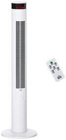 HOMCOM Ventilator de Turn cu Panou LED, 3 Viteze, 4 Moduri, 45W, Telecomandă, Alb | Aosom Romania
