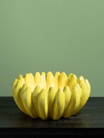 Bol galben de fructe, fructiera, din ceramica, D30cm Banana