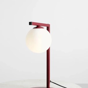 Veioza moderna rosie minimalista din metal cu glob de sticla Zac