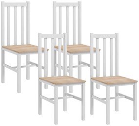 HOMCOM Set de 4 scaune de bucătărie, Scaune de masă Scaune de living, Lemn masiv, design modern, 38,5 cm x 47,5 cm x 99 cm, Natural | Aosom Romania