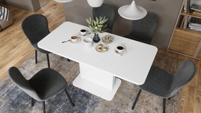 Mazzoni ASTON MINI-Z Alb Mat - MĂSUȚĂ DE CAFEA MODERNĂ EXTENSIBILĂ REGLABILĂ PE ÎNĂLȚIME MASĂ TRANSFORMABILĂ