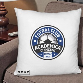Perna Personalizata Academica Clinceni Fotbal Club, 40x40 cm, Alb Pufos, Husa Detasabila, Perna Inclusa, BEKZ®