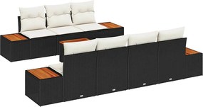vidaXL Set de canapele pentru grădină cu pernă 8 pcs Negru Rattan poli
