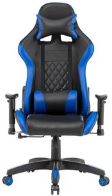 RESIGILAT-Scaun gaming, funcție recliner, design racing, Negru/Albastru