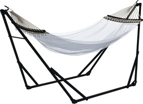 Outsunny Suport Pliabil pentru Hamac cu Geantă de Trasport Inclusă și Hamac, Hamac Portabil cu Cadru Metalic, 263x89x100 cm, Negru | Aosom Romania