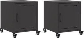 vidaXL Noptiere, 2 buc., negru, 36x39x43,5 cm, oțel