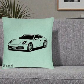 Perna Personalizata Porsche 911 Silueta, 40x40 cm, Verde Menta, Husa Detasabila, Perna Inclusa, BEKZ®