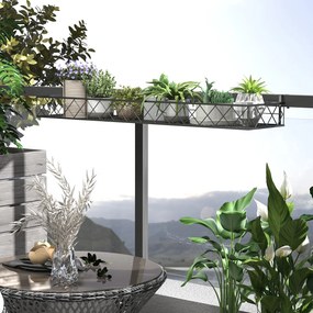 Jardiniera de Exterior Outsunny cu Carlige pentru Balustrada, Suport Ghivece pentru Balcon si Terasa din Metal, 100x31x12cm, Negru
