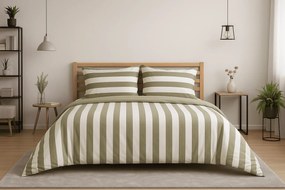Lenjerie de pat din bumbac STRIPES alb-verde Dimensiune lenjerie de pat: 2 buc 70 x 90 cm | 200 x 220 cm